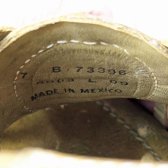 Frye Joy Huarache Platform Heels Olive Green Leather Size 7 - Picture 11 of 11